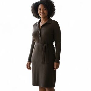 Nicole Miller Sweater Dress Button Front Belted Knit Size 1X